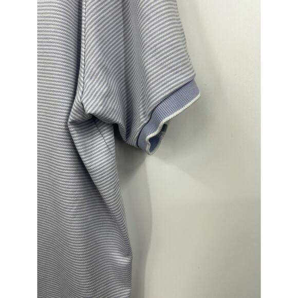 Bonobos Shirt Mens Polo Stripped Blue and White Short Sleeve Collared Large - Picture 4 of 8